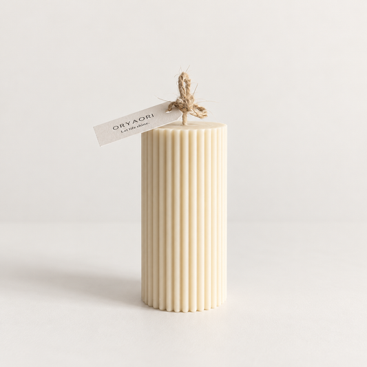 Ribbed Pillar Scented Candle – 180 g - ORYAORI