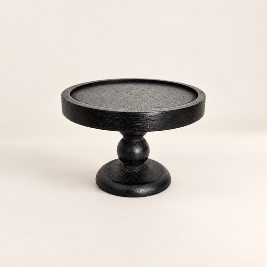 Black Wooden Pedestal Display Tray - ORYAORI