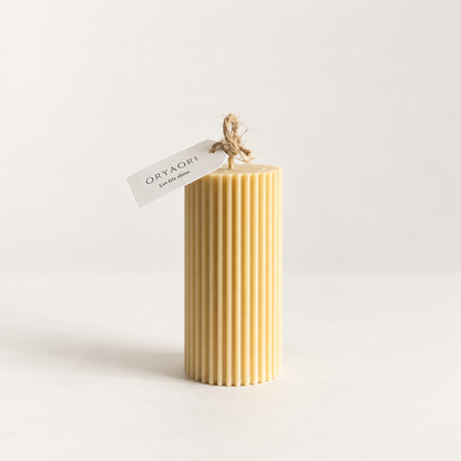 Ribbed Pillar Scented Candle – 180 g - ORYAORI