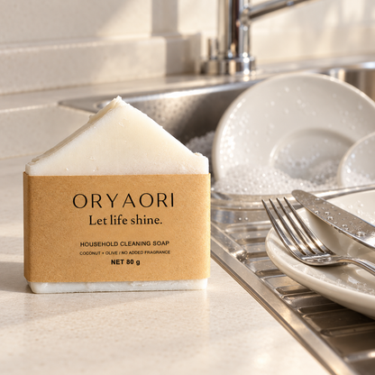 Dish & Laundry Soap Bar – Coconut & Olive, 80 g - ORYAORI