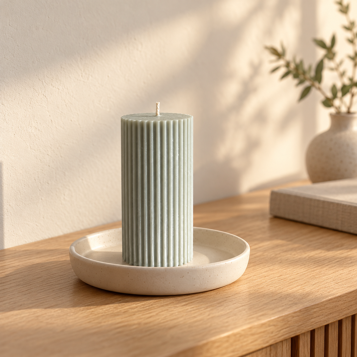 Ribbed Pillar Scented Candle – 180 g - ORYAORI