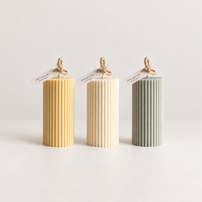 Ribbed Pillar Scented Candle – 180 g - ORYAORI